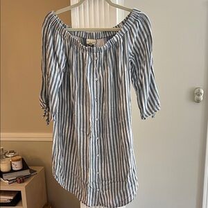 Cloth & Stone Blue and White Striped Mini Dress
